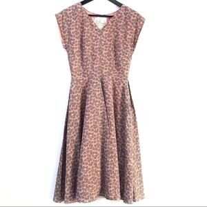 Myrtlwood of California Retro Floral Midi Dress, Great Party Dress, Size XS